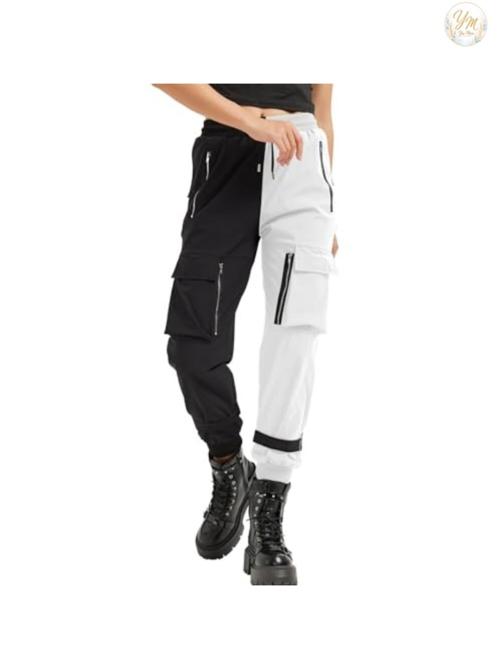 Loose Chained Multi-Pocket Multi-Zip Cargo Pants for Women